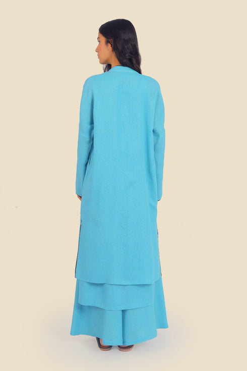 Embroidered long sleeves linen coat