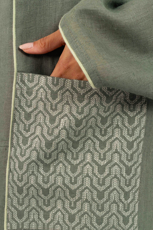 Embroidered long sleeves linen coat