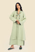 Embroidered long sleeves coat in linen