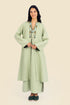 Embroidered long sleeves coat in linen