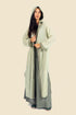 Embroidered long coat in cotton with hoodie