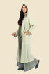 Embroidered long coat in cotton with hoodie