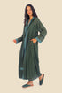 Embroidered long coat in cotton with hoodie