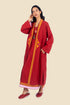 Applique embroidery coat in cotton slub