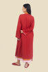 Applique embroidery coat in cotton slub