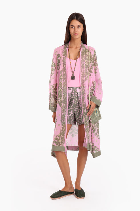 Coat in cotton voile with asymmetric hemline
