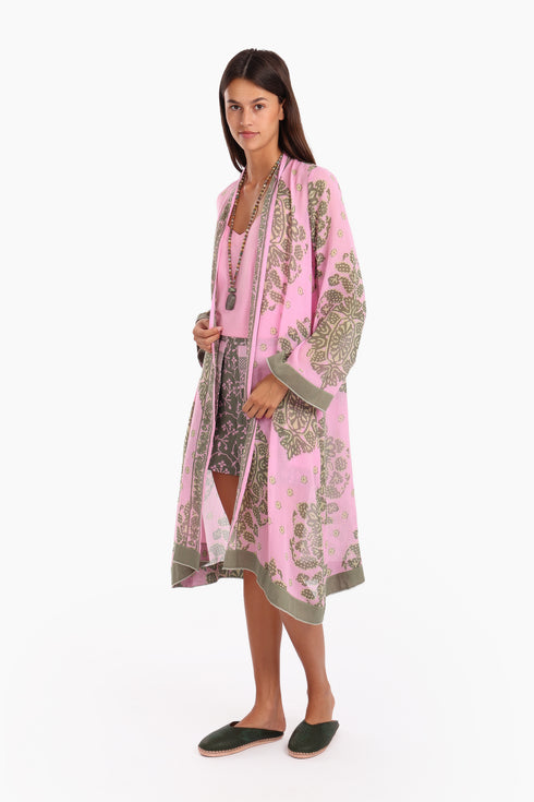 Coat in cotton voile with asymmetric hemline