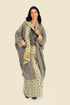 Coat in printed cotton gauze contrast color trims