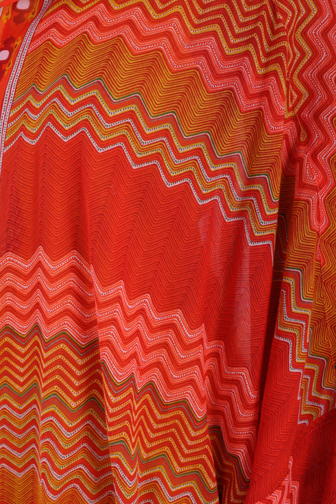 Long printed over sized coat with hoodie and pockets