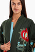 Fully embroidered short coat in cotton slub with pockets