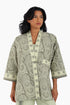 Loose fit jacket in printed cotton with side slits