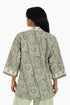 Loose fit jacket in printed cotton with side slits