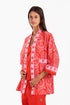 Loose fit jacket in printed cotton with side slits