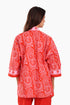 Loose fit jacket in printed cotton with side slits