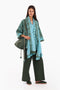 Loose fit jacket in printed cotton with side slits