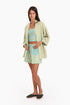 Embroidered short jacket in cotton with 3/4 sleeves