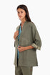 Embroidered short jacket in cotton with 3/4 sleeves