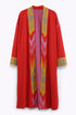 Reversible long coat in cotton blend jacquard with pockets