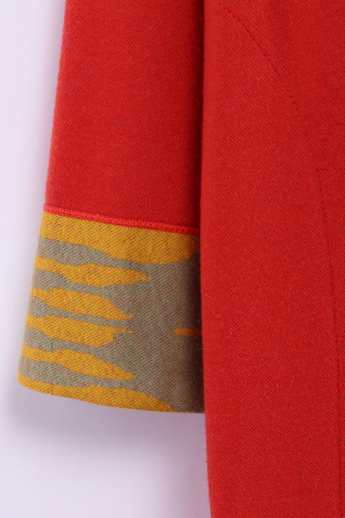 Reversible long coat in cotton blend jacquard with pockets