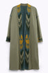 Reversible long coat in cotton blend jacquard with pockets