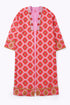 Long printed coat in cotton and viscose cashmere with pockets