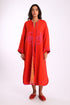 Embroidered long coat in cotton and viscose cashmere with pockets
