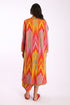 Reversible long coat in cotton blend patterned jacquard