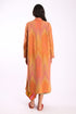 Reversible long coat in cotton blend patterned jacquard