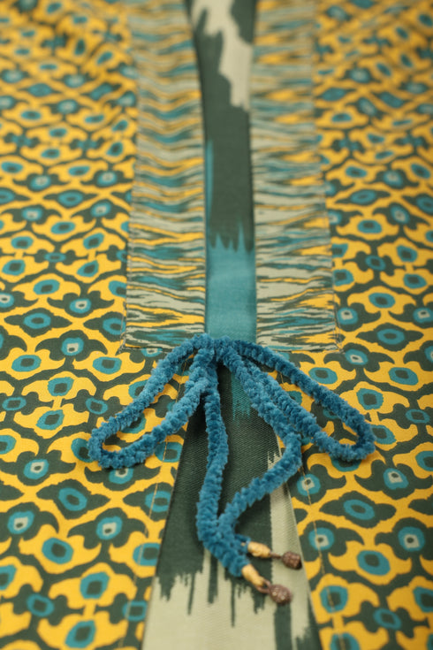 Reversible coat in printed cotton gabardine with pockets