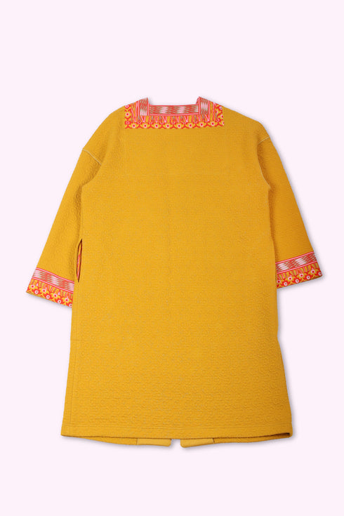 Coat in quilted cotton blend with pockets