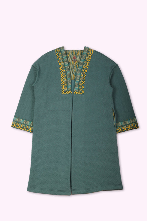 Coat in quilted cotton blend with pockets