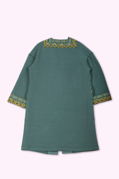 Coat in quilted cotton blend with pockets