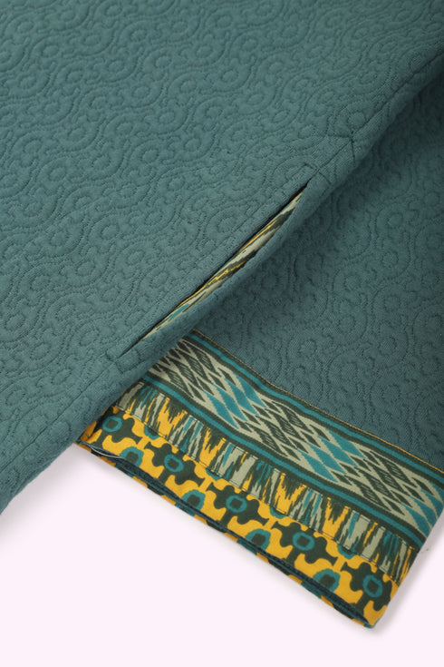 Coat in quilted cotton blend with pockets