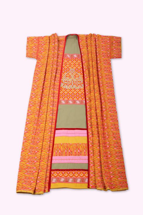 Reversible oversized coverup with one plain and one printed side