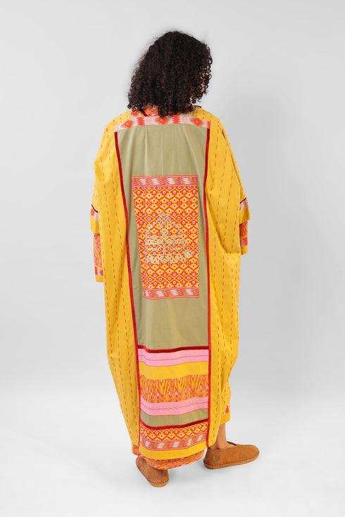 Reversible oversized coverup with one plain and one printed side