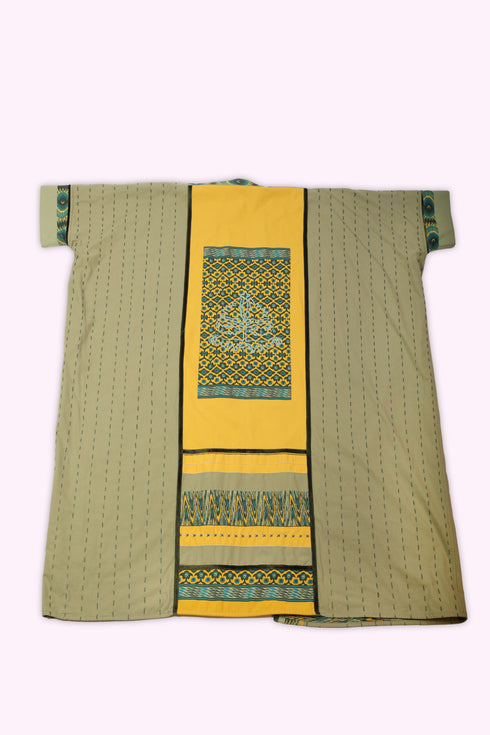 Reversible oversized coverup with one plain and one printed side