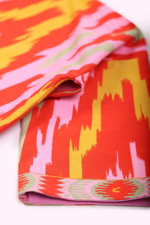 Oversized jacket in printed cotton gabardine with patch pockets