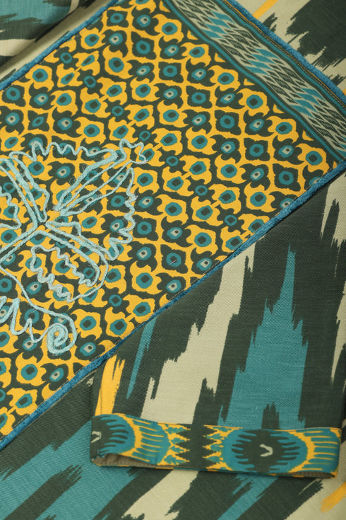 Oversized jacket in printed cotton gabardine with patch pockets