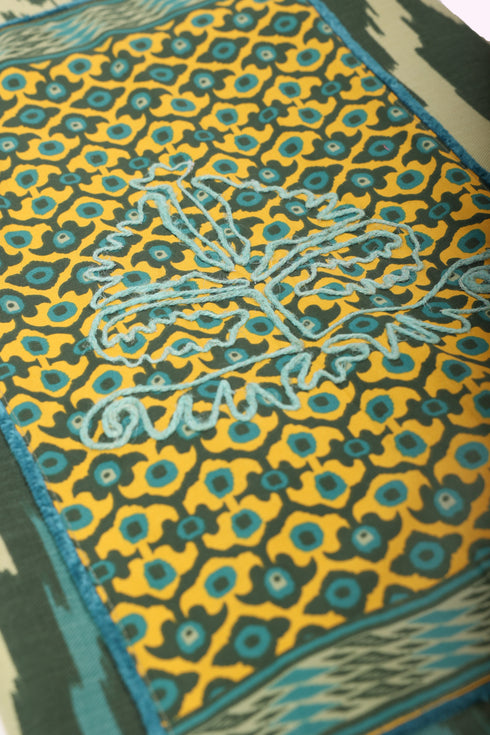 Oversized jacket in printed cotton gabardine with patch pockets