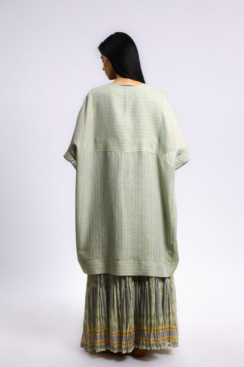 Embroidered coverup in striped linen