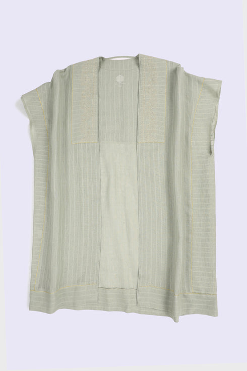 Embroidered coverup in striped linen