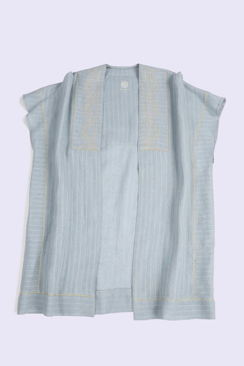 Embroidered coverup in striped linen