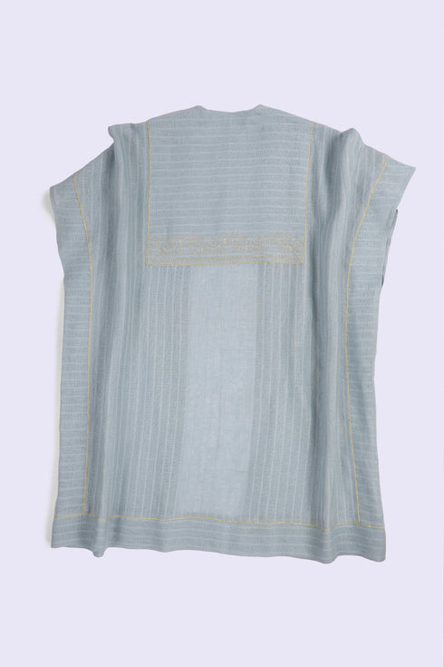 Embroidered coverup in striped linen