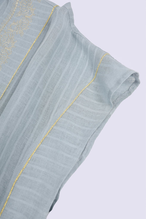 Embroidered coverup in striped linen