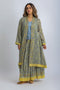 Short coat in printed Egyptian cotton gauze with asymmetric hemline