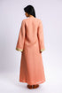 Embroidered long caftan coat in linen with side ties