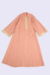 Embroidered long caftan coat in linen with side ties