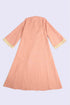 Embroidered long caftan coat in linen with side ties