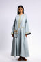 Embroidered long caftan coat in linen with side ties