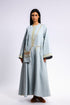 Embroidered long caftan coat in linen with side ties